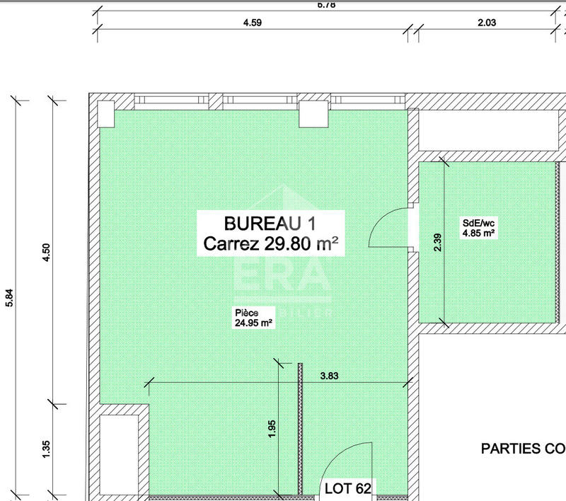 Bureau - 30 m² - 1 pièce