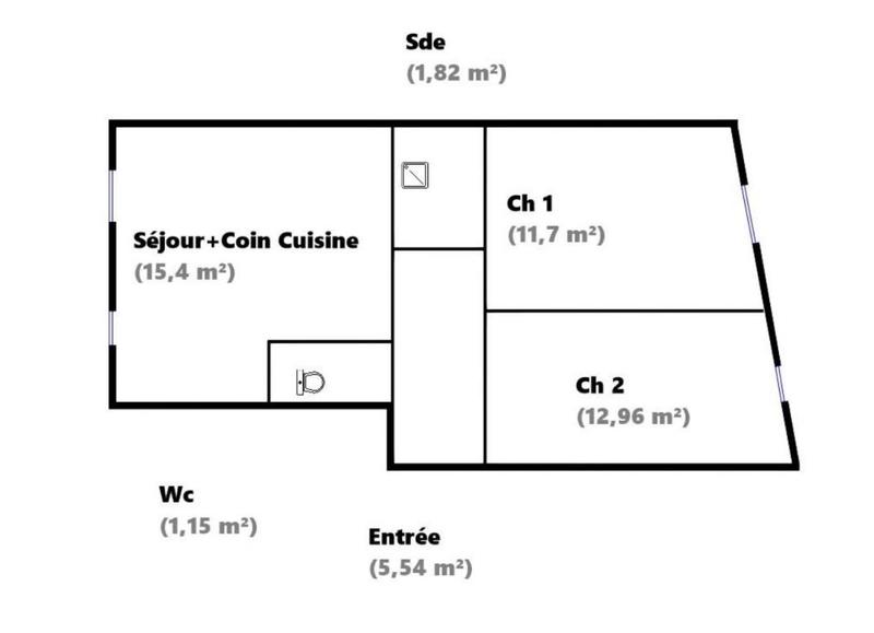 Appartement - 48 m² - 3 pièces