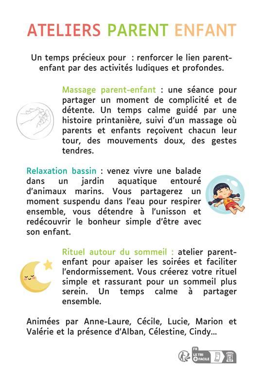 Atelier parent - enfant : relaxation, rituel sommeil &amp; massage