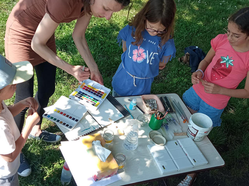 Aquarelle et dessin en plein air au port de Biganos