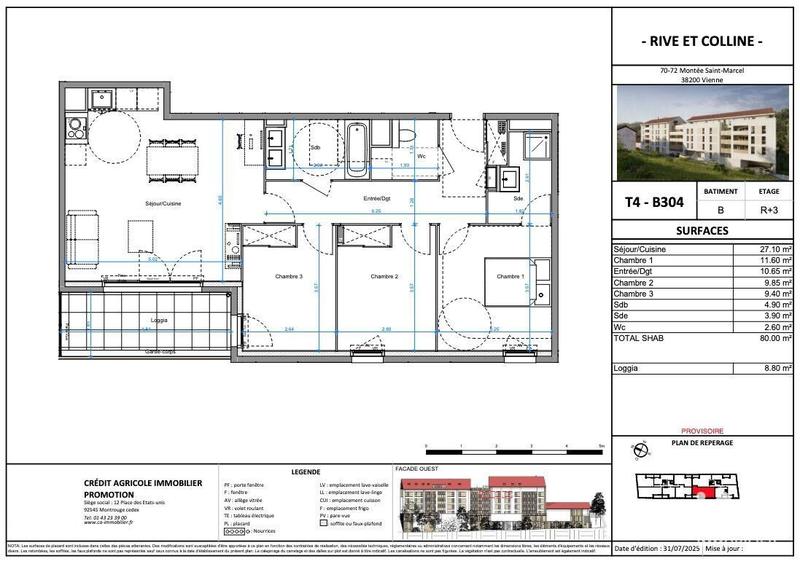 Appartement - 80 m² - 4 pièces