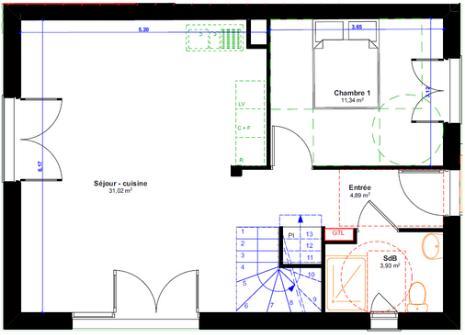 Maison - 84 m² - 5 pièces