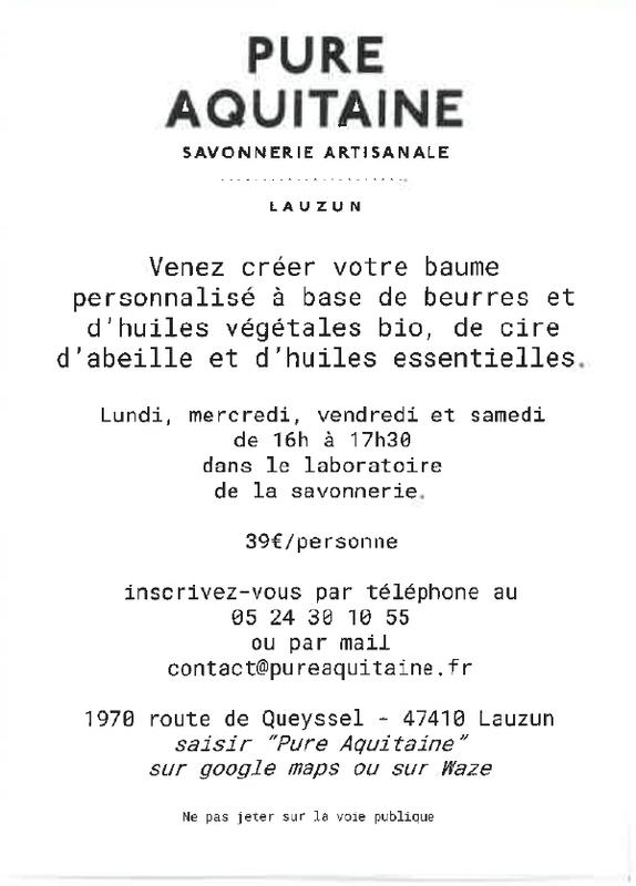 Atelier Pure Aquitaine - Création de baumes