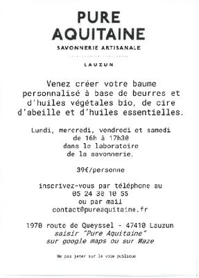 Atelier Pure Aquitaine - Création de baumes