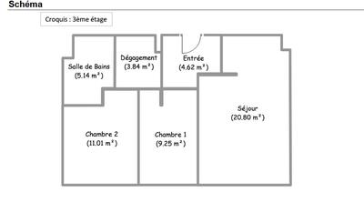 Appartement - 55 m² - 3 pièces