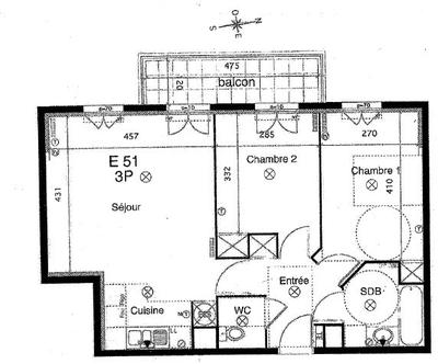 Appartement - 61 m² - 3 pièces