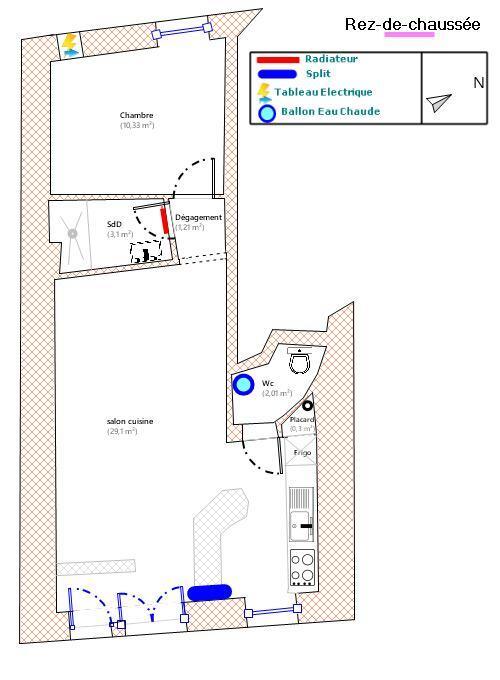 Appartement - 46 m² - 2 pièces