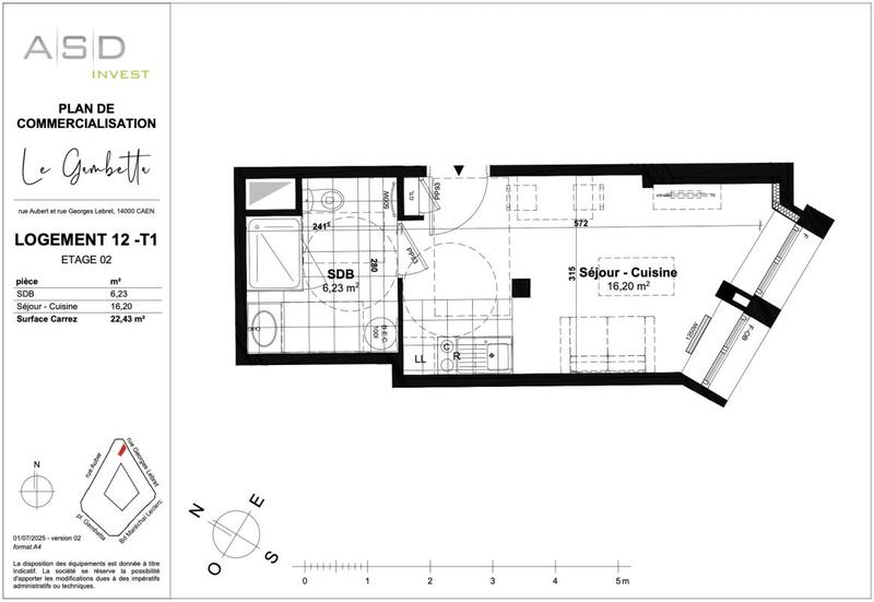 Appartement - 22 m² - 1 pièce