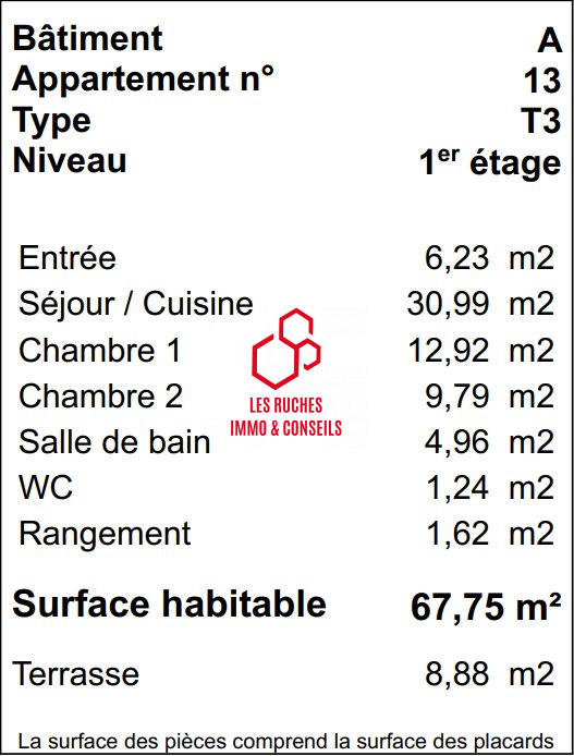 Appartement - 68 m² - 3 pièces