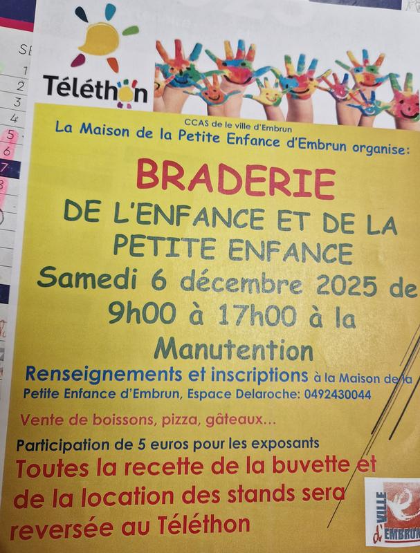 Braderie de l'enfance et de la petite enfance en faveur du Téléthon