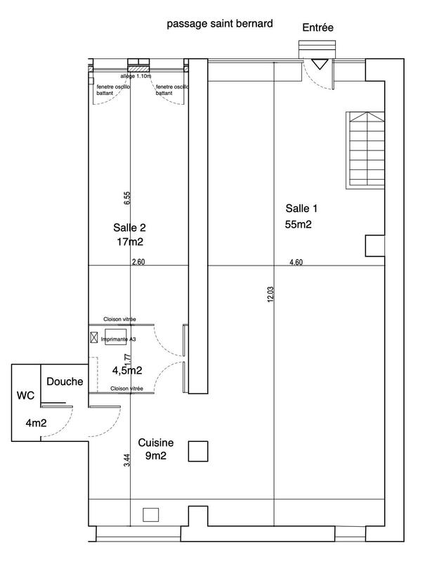 Bureau - 95 m² - 2 pièces