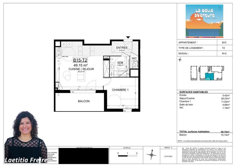 Appartement - 49 m² - 2 pièces
