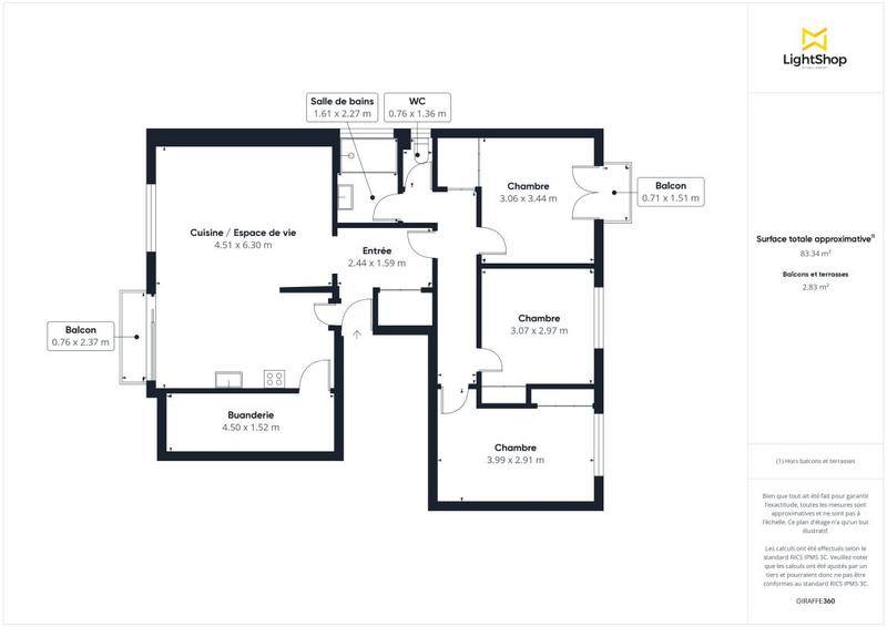 Appartement - 80 m² - 4 pièces