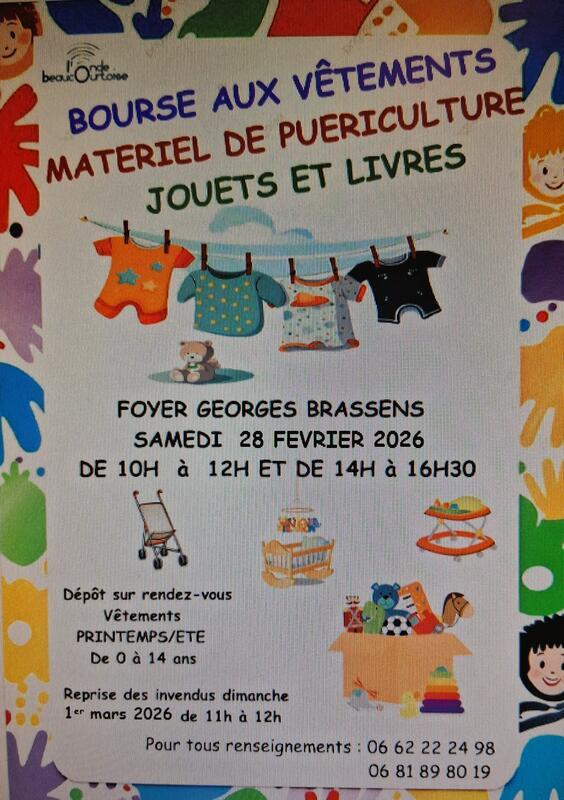 Bourse vêtements enfants printemps-été, puériculture, livres et jouets