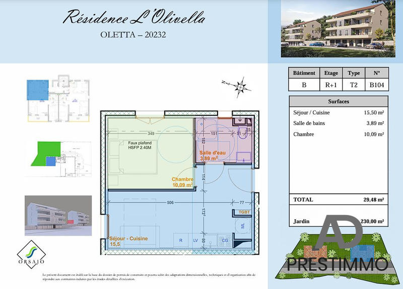 Appartement - 30 m² - 2 pièces