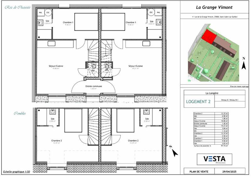 Duplex - 98 m² - 6 pièces
