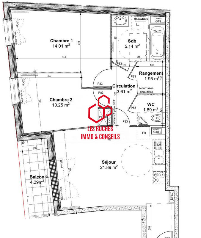 Appartement - 58 m² - 3 pièces