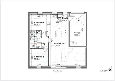 Maison - 76 m² - 3 pièces