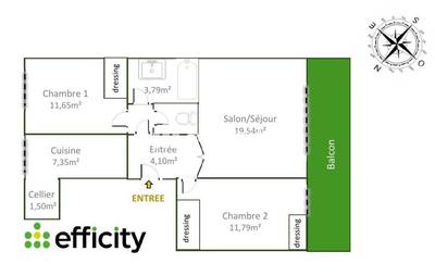 Appartement - 63 m² - 3 pièces