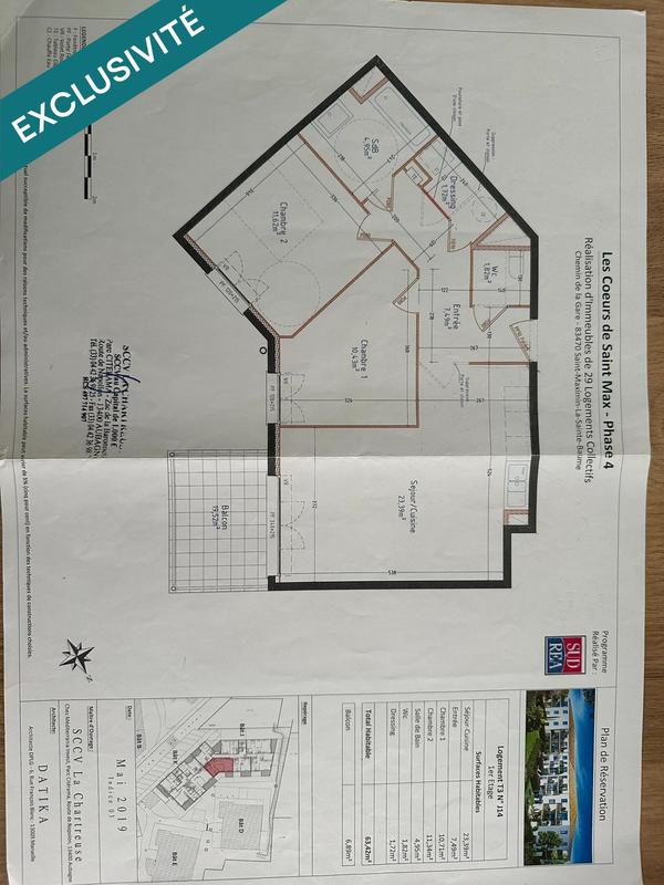 Appartement - 63 m² - 3 pièces