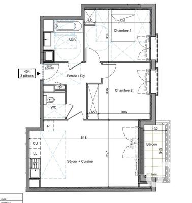 Appartement - 62 m² - 3 pièces