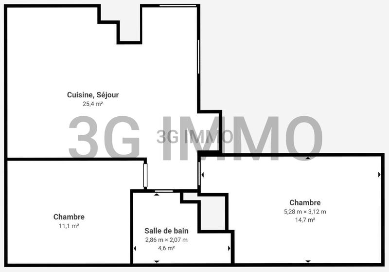 Appartement - 58 m² - 3 pièces