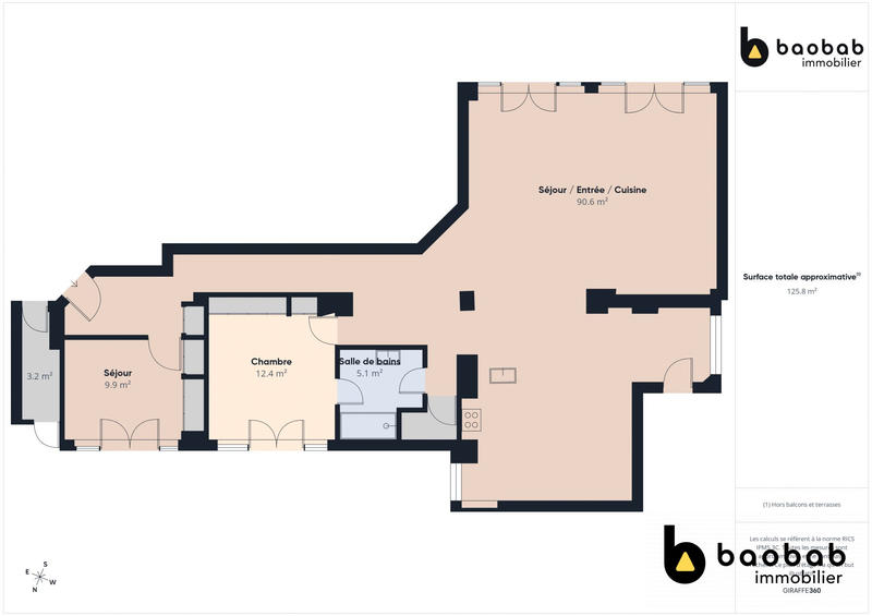 Appartement - 123 m² - 3 pièces