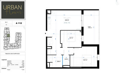 Appartement - 62 m² - 3 pièces