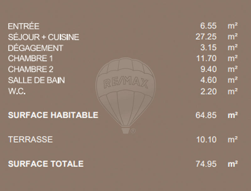 Appartement - 64 m² - 3 pièces