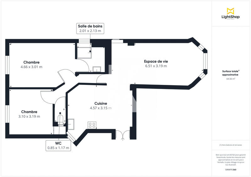 Appartement - 70 m² - 3 pièces