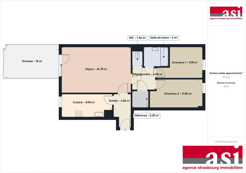 Appartement - 71 m² - 3 pièces
