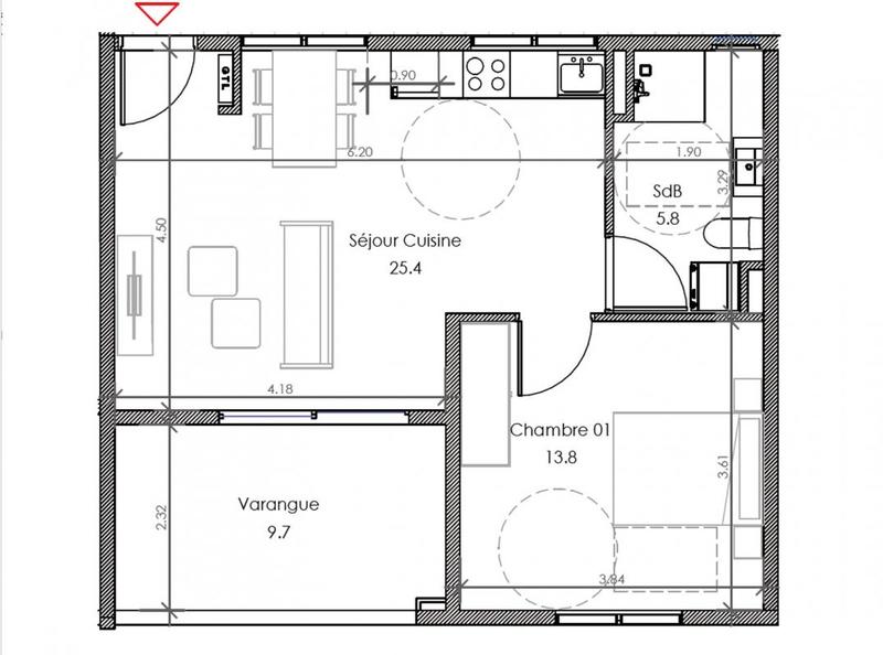 Appartement - 45 m² - 2 pièces