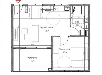 Appartement - 45 m² - 2 pièces