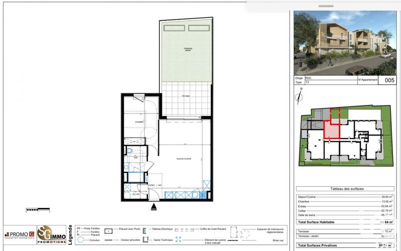 Appartement - 54 m² - 2 pièces