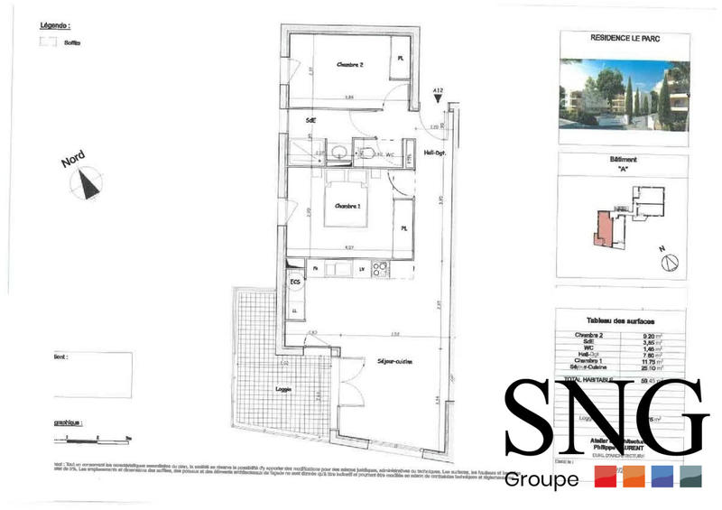 Appartement - 59 m² - 3 pièces