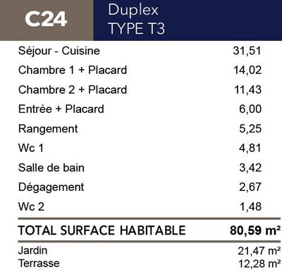 Appartement - 81 m² - 3 pièces