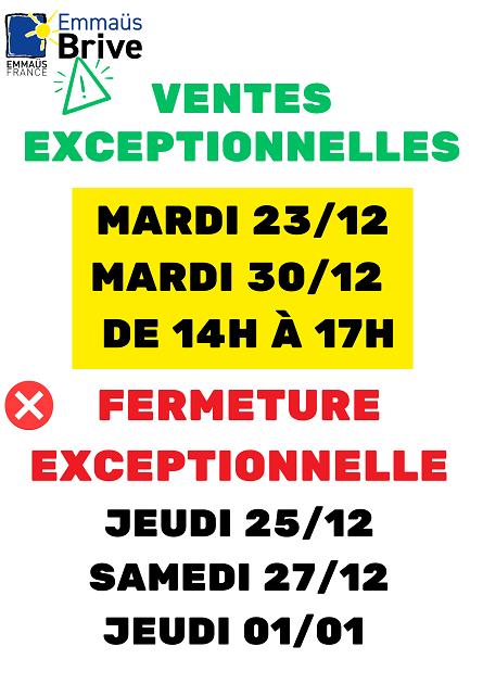Ventes exceptionnelles (Emmaüs Brive)