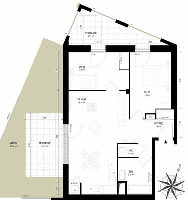 Appartement - 60 m² - 3 pièces