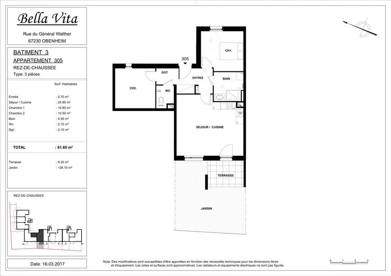 Appartement - 62 m² - 3 pièces