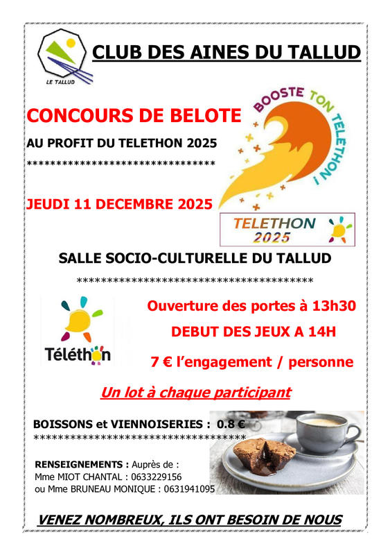 Concours de belote au profit du Téléthon