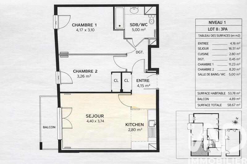 Appartement - 53 m² - 3 pièces