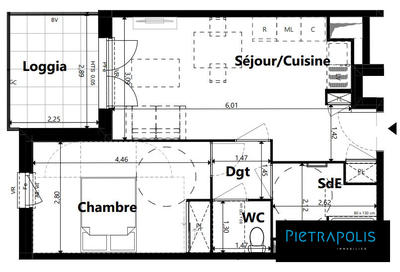 Appartement - 42 m² - 2 pièces
