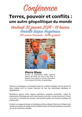 Conférence "Terres, pouvoir et conflits : une autre géopolitique du monde".