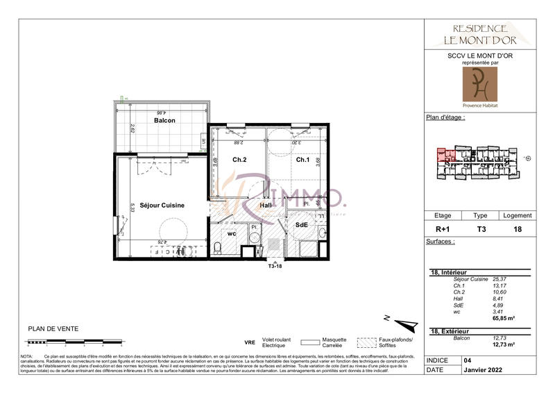 Appartement - 66 m² - 3 pièces
