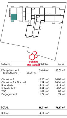 Duplex - 66 m² - 3 pièces