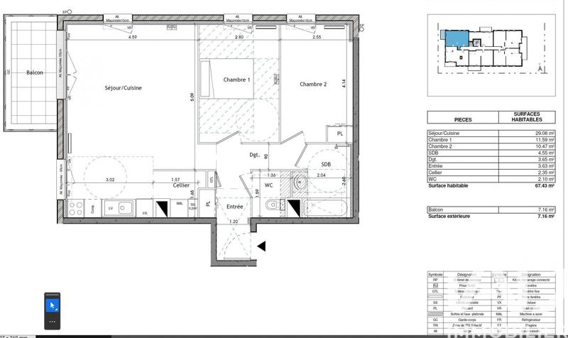 Appartement - 67 m² - 3 pièces