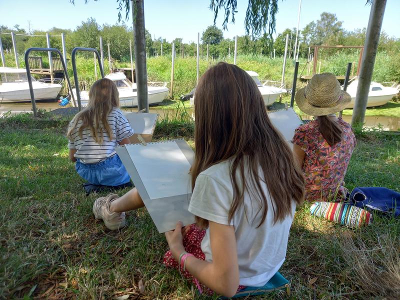 Aquarelle et dessin en plein air à Mios
