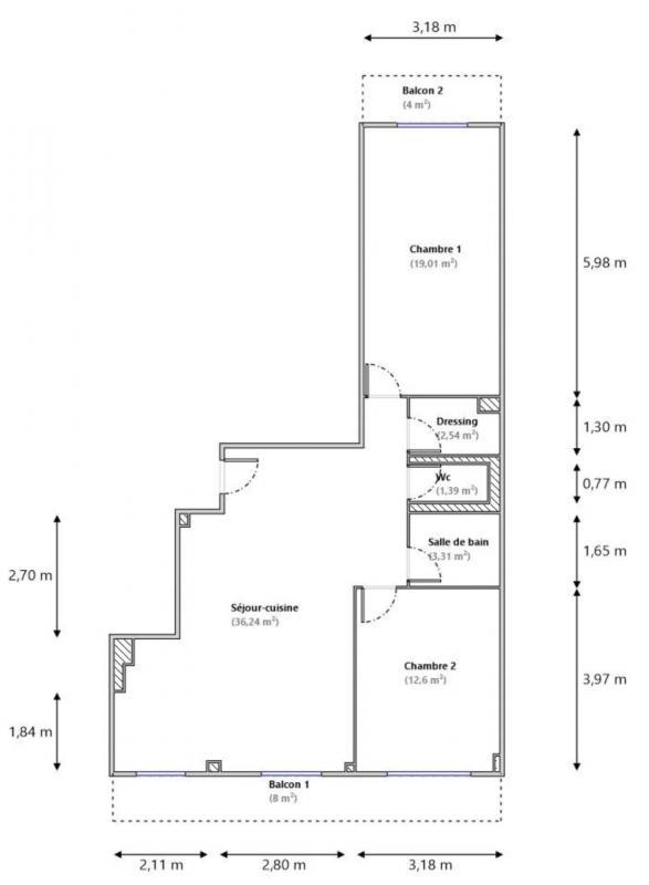 Appartement - 75 m² - 3 pièces