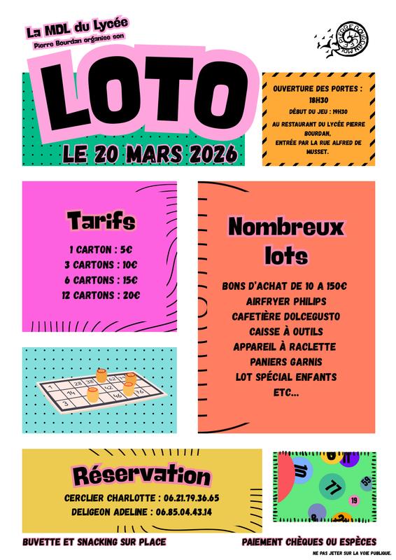 Loto du lycée Pierre Bourdan, organisé par l'associtation de la Maison des Lycéens