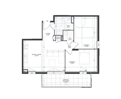 Appartement - 61 m² - 3 pièces